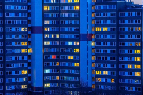 High-rise buildings in the Bensberg residential park, Bergisch-Gladbach, 18-storey housing estate
