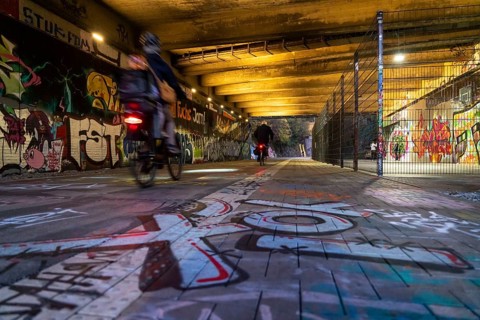 The Nordbahntrasse, a cycle path, footpath, on a former 22 km long railway line, along the