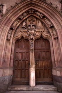 Entrance portal, Tor tor, door, Hospital Church of the Holy Spirit, Merano, Merano, South Tyrol,