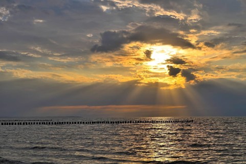Sunset on the beach of Poel Island, Mecklenburg-Western Pomerania, Germany, Europe