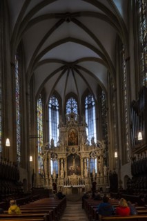 St Mary's Cathedral interior view, the high altar from 1697 in the Gothic choir, Erfurt, Thuringia,