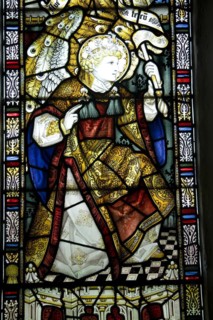 Stained glass angel Gabriel by Charles Eamer Kempe, Church of St Botolph, Burgh, Suffolk, England,