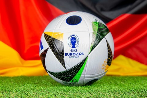 Close-up of the official match ball of UEFA EURO 2024: The 2024 European Football Championship will