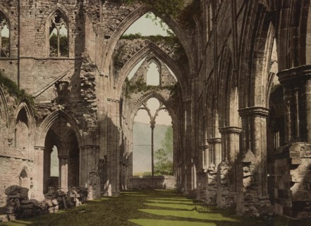 Tintern Abbey, monastery ruins in the Welsh Wye Valley, Wales, around 1890, Historical, digitally