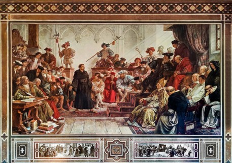 Martin Luther at the Diet of Worms in 1521, mural in the Kaisersaal Goslar by Hermann Wislicenus,