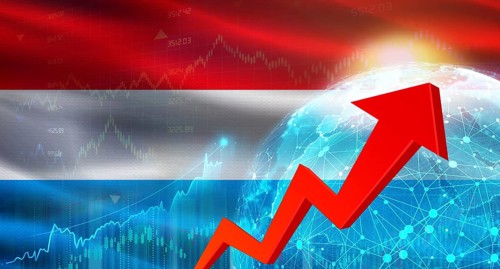 Global financial growth with Luxembourg flag. Financial growth with Luxembourg flag on economic