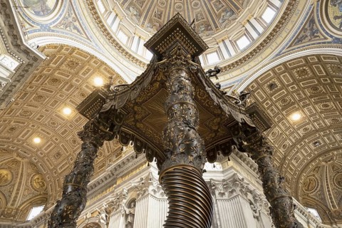 Bernini's ciborium canopy, St Peter's Basilica, San Pietro in Vaticano, Basilica of St Peter in the