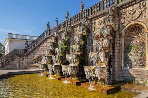 Water stairs at the palace in the Great Garden, Herrenhausen Gardens, Hanover, Lower Saxony,