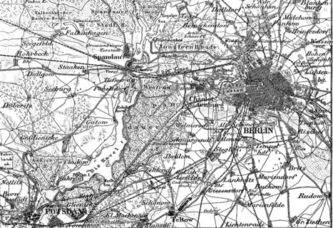 Topographic map of the capital Berlin and surroundings, Potsdam, Havel, Spandauer Forst, Jungfern