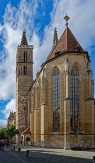 The Evangelical Lutheran Church of St James in the old town of Rothenburg ob der Tauber.