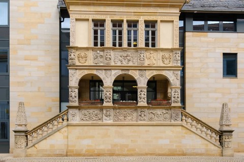 Facade, City Hall, Holzmarkt, Halberstadt, Harz, Saxony-Anhalt, Germany, Europe