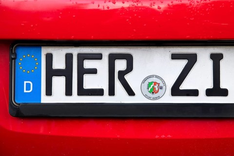 Car licence plate HER ZI, Herne, Ruhr area, North Rhine-Westphalia, Germany, Europe
