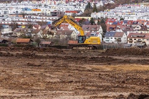 Construction work for a new development area for 460 flats in the new Böckinger Strasse