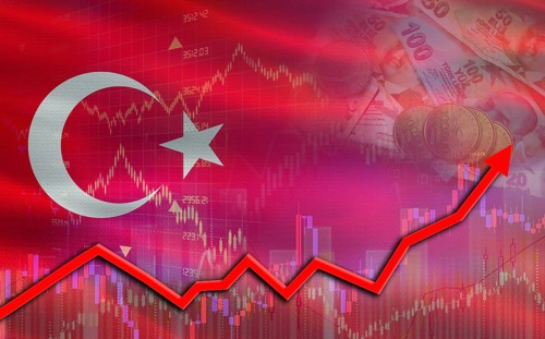 Turkey economic growth on financial graph. Turkey financial growth on market graph