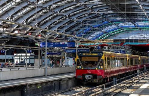 S-Bahn, platform and construction work at Berlin Ostbahnhof, Friedrichshain, Berlin, Germany,