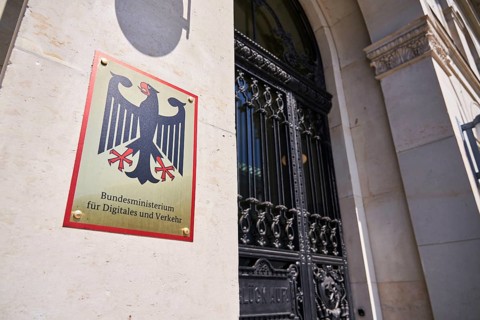 Sign Federal Ministry for Digital and Transport on the building of the ministry, Berlin, Berlin,