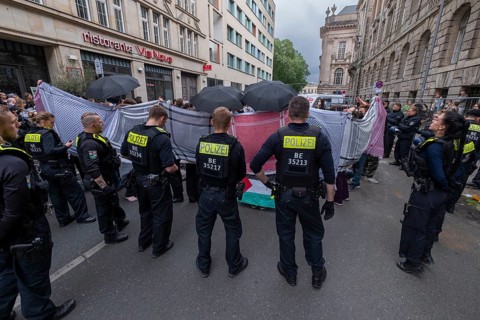 Germany, Berlin, 22 May 2024, Pro-Palestine demonstrators occupy HU building, social science