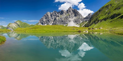 Eissee, Oytal, behind Großer Wilder, 2379m, Hochvogel and Rosszahn Group, Allgäu Alps, Allgäu,