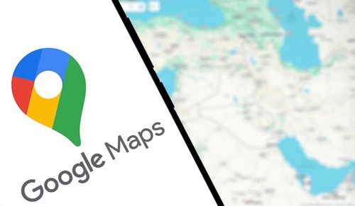 Google maps logo is displayed on smartphone