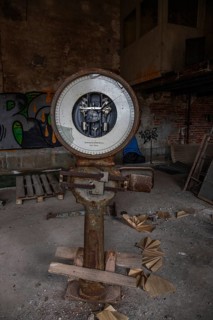 Old abandoned paper factory. Historic and typical factory building as a lost place. Destruction and