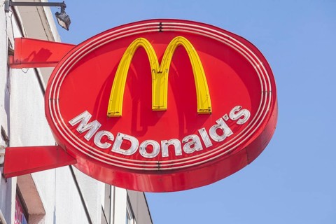 McDonald's logo, Reeperbahn, St. Pauli, Hamburg, Germany, Europe