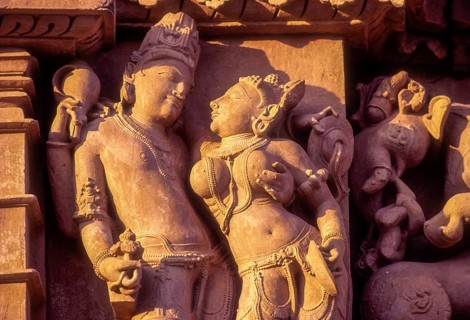 Shiva and Parvathi share an easy familiarity in Parshvanatha temple at Khajuraho, Madhya Pradesh,