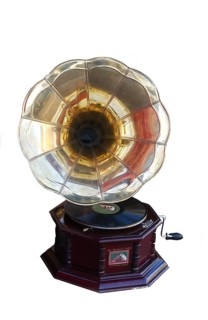 Record Player Gramophone Phonograph against White Background