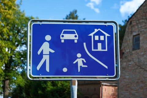 Traffic sign Traffic-calmed area, Play street, Brandenburg, Germany, Europe
