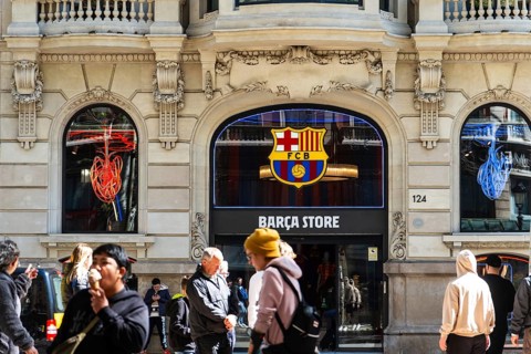 Barca Store on the Ramblas in Barcelona, Spain, Europe