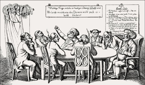 The Thinkers' Club, caricature on the Carlsbad Decrees on 20 September 1819
