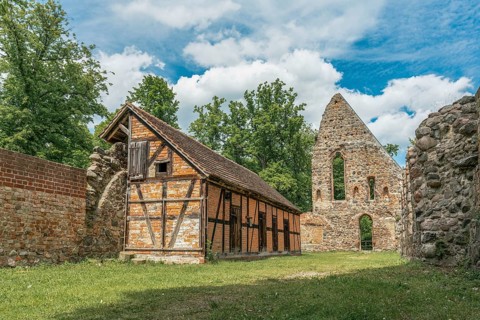 Ruins of the historical Lindow abbey in Brandenburg, Germany, Europe