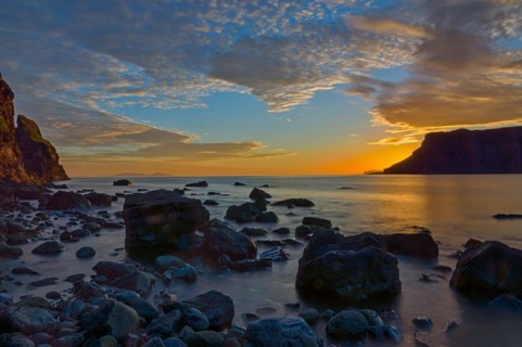 Talisker Bay on the Isle of Skye after sunset