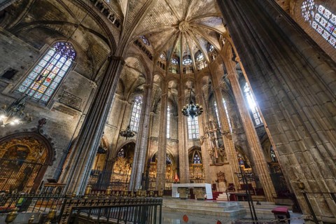Main choir, nave, Cathedral, Catedral de la Santa Creu i Santa Eulalia, Barcelona, Catalonia,