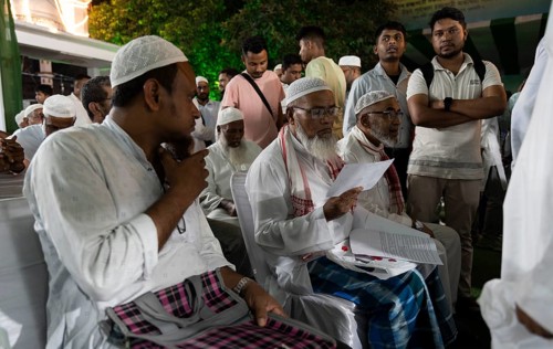 Hajj pilgrims arrives at Hajj Musafir Khana to collect Visa before leaving to the airport, in