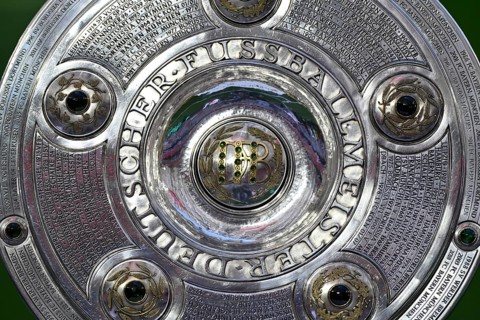 Bundesliga Meisterschale, cup, trophy, detail, close-up, Allianz Arena, Munich, Bavaria, Germany,