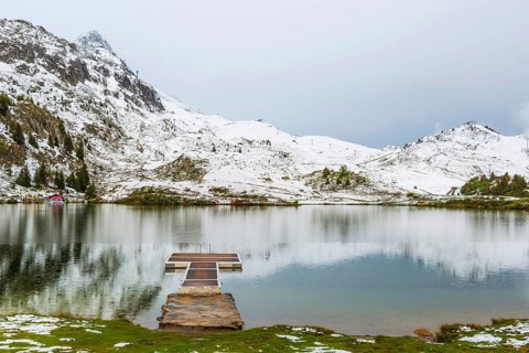 Bettmersee, mountain lake, alpine, bathing, swimming, footbridge, wooden footbridge, tranquillity,