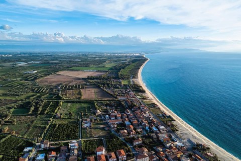 View from Nicotera from a drone, Vibo Valentia, Calabria, Italy, Europe