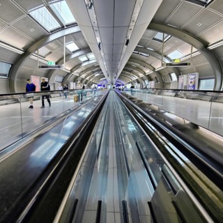 Moving walkway to The Squaire at the airport, Frankfurt am Main, Hesse, Germany, Europe