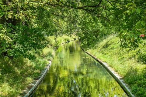 Nordgraben near the mouth of Tegel harbour, Tegel, Reinickendorf, Berlin, Germany, Europe