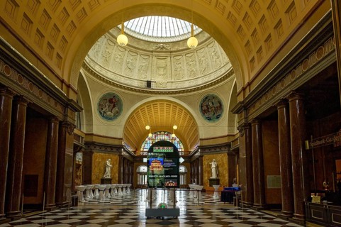 Foyer of the Wiesbaden spa hotel with casino, Kurbad Wiesbaden, Hesse, Germany, Europe