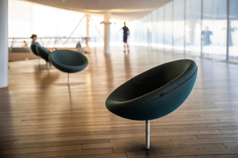 Reading chair, upper floor, Oodi Central Library and Cultural Centre, design by ALA Architects,