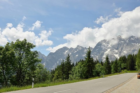 Rossfeldstraße, German Alpine Road, with the Hoher Göll, Berchtesgadener Land, Upper Bavaria,