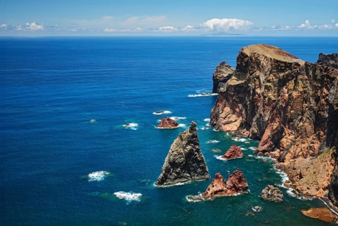Madeira Island scenic rugged landscape, Ponta do Sao Lourenco cape, Miradouro do Abismo viewpoint.