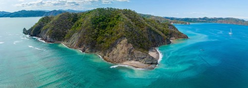 Aerial view, tropical island in the turquoise ocean, Tortuga Island, Puntarenas, Costa Rica,