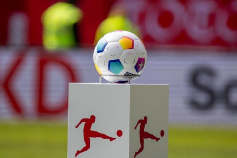Kaiserslautern, 20 April 2024: Close-up of the Derbystar Bundesliga Brillant APS, the official