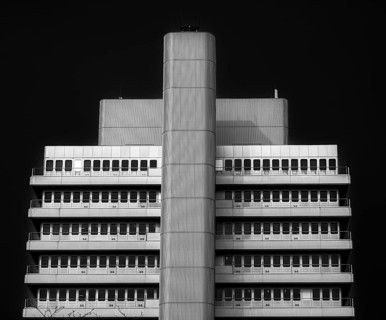 Black and white photography, detail photo, BASF office building in Berlin Mitte, Germany, Berlin,
