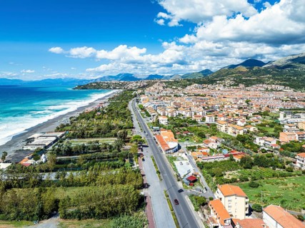 Scalea from a drone, Cosenza, Calabria, Italy, Europe