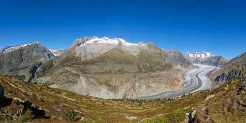 Aletsch glacier, glacier tongue, panorama, climate change, decline, global warming, ice, global