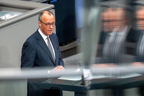 Berlin, Germany - 18 March 2025: Friedrich Merz, CDU Chairman and Chancellor-designate, speaks in