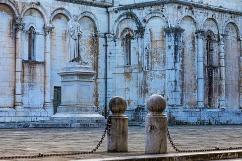 Piazza San Michele with the statue of the Italian politician Francesco Burlamacci, behind the